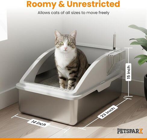 Stainless Steel Litter Box XL with Lid – Enclosed Cat Litter Box for Large Cats, High Sided Leak Proof Metal Litter Box, Easy Clean Non Stick Odor Control in Kuwait