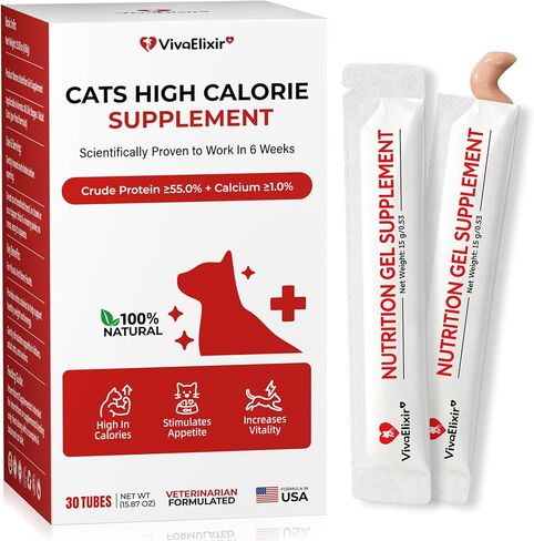 High Calorie Nutrition Paste for Cats – 12g x 30 Bars- Provides Weight gain and Appetite Support for picky or underweight Cats - Contains Taurine, DHA Colostrum - Promotes Vitality and Healthy Growth in Kuwait