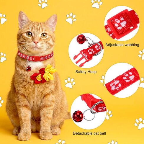 48 Pcs Dog Collar and Leash Set, Polypropylene Adjustable Puppy Collars Paws Pattern for Puppy Small Dogs Walking Training with Hook and Buckle, Multicolor in Kuwait