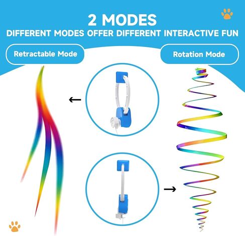 Interactive Cat Toy for Indoor Cats, 360° Auto-Rotating Door Hanging Teaser with Motion Activation, USB-C Rechargeable Quiet Self Play Cat Toy for Bored Indoor Adult Cats and Kittens in Kuwait