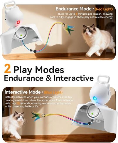 ROJECO Interactive Cat Toys for Indoor Cats, Automatic Door Hanging Cat Toy with Retractable Feather & Mouse, 2 Sleep Modes USB-C Rechargeable, Engaging Cat Toys for Bored Kittens & Adult Cats in Kuwait