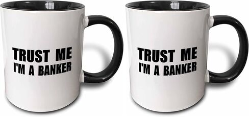 3dRose Trust Me I'm A Banker-Fun Humor-Funny Job Bank هدية كوب العمل، 11 أونصة، أسود in Kuwait