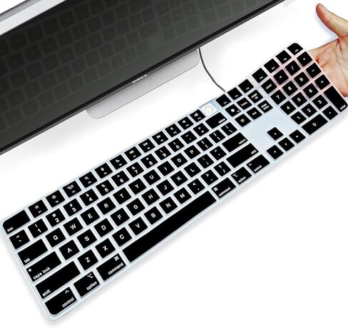 YongMai Silicone Keyboard Cover for 2021 New Model A2520 iMac Magic Keyboard with Touch ID with Numeric Keypad, Washable Dustproof Apple iMac Magic Keyboard Skins Apple Magic Keyboard Covers (Black) in Saudi Arabia