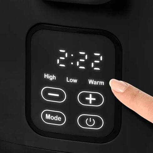 وعاء طهي كهربائي رائع للطباخ البطيء الرقمي سعة 4 لتر مع غطاء قفل تلقائي دافئ ومفصل، وأقدام مضادة للانزلاق، وأجهزة المطبخ للطهي والحمل (أسود) in Kuwait