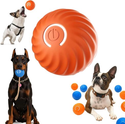 Smart Jumping Ball for Dogs,Automatic Moving Dog Toy,Pet Ball,Orange,All Breed Sizes,Adult Dogs in Kuwait
