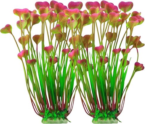 2 Pack Artificial Aquarium Plants, 15.8 Inch Tall, Seaweed, Purple, Plastic, Weighted Ceramic Base, for Aquarium, Indoor in Kuwait
