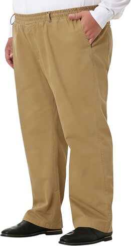 LETAOTAO Men's Big and Tall Cotton Relaxed Soft Fit Twill Pants Elasticized Comfort Waistband with Zipper Fly and Pockets in Saudi Arabia