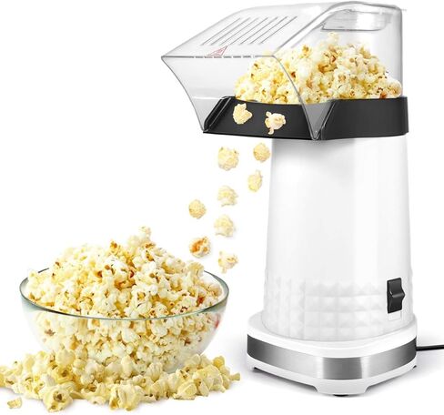 Hot Air Popper Popcorn 1200W Electric Hot Air Popcorn Maker for Family Movie Nights Home Popcorn Machine, White in Kuwait