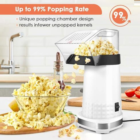 Hot Air Popper Popcorn 1200W Electric Hot Air Popcorn Maker for Family Movie Nights Home Popcorn Machine, White in Kuwait