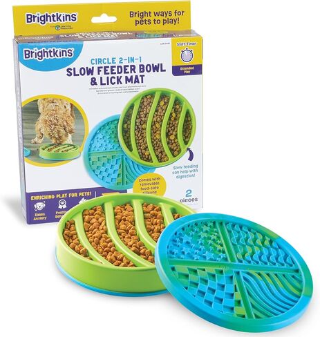 Brightkins Circle Slow Feeder and Lick Mat, Outdoor Puzzle Board, Interactive Dog Toys, Dog Birthday, Enrichment Bowls, Puppy Teething and Chewing, Stimulating Automatic Feeder in Saudi Arabia