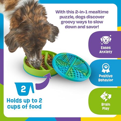 Brightkins Circle Slow Feeder and Lick Mat, Outdoor Puzzle Board, Interactive Dog Toys, Dog Birthday, Enrichment Bowls, Puppy Teething and Chewing, Stimulating Automatic Feeder in Saudi Arabia