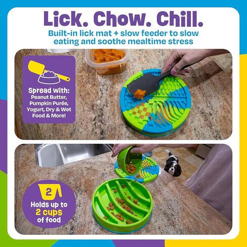 Brightkins Circle Slow Feeder and Lick Mat, Outdoor Puzzle Board, Interactive Dog Toys, Dog Birthday, Enrichment Bowls, Puppy Teething and Chewing, Stimulating Automatic Feeder in Saudi Arabia