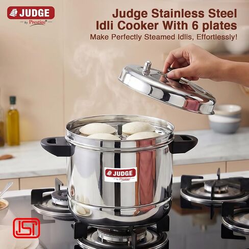 Judge by Prestige Stainless Steel Idli Cooker with 6 Plates,1.5 Liters in Kuwait