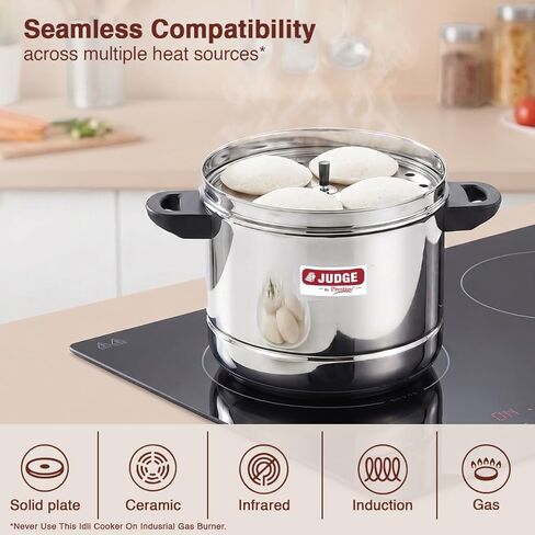 Judge by Prestige Stainless Steel Idli Cooker with 6 Plates,1.5 Liters in Kuwait