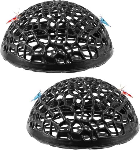 2 Pack Aquarium Shrimp Hide Cave, Porous Shrimp Hideout Shelter for Breeding & Molting, Detachable Tunnel Ornament for Fish Tank, Shrimp & Small Fish (Black) in Kuwait