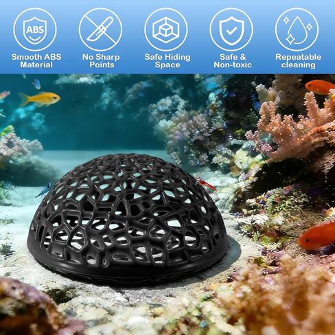 2 Pack Aquarium Shrimp Hide Cave, Porous Shrimp Hideout Shelter for Breeding & Molting, Detachable Tunnel Ornament for Fish Tank, Shrimp & Small Fish (Black) in Kuwait