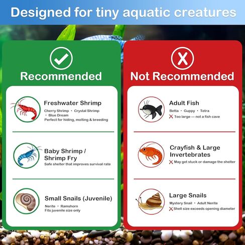 2 Pack Aquarium Shrimp Hide Cave, Porous Shrimp Hideout Shelter for Breeding & Molting, Detachable Tunnel Ornament for Fish Tank, Shrimp & Small Fish (Black) in Kuwait