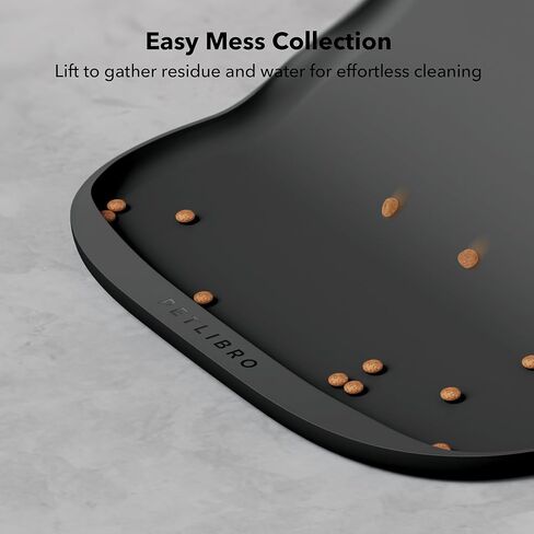 PETLIBRO Dog Food Mat, Keep Floors Clean Under Food & Water Bowls, Non-Slip Waterproof Mat for Automatic Feeders & Cat Water Fountains, 22" x 16.5", Black in Kuwait