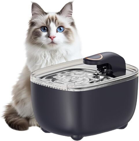 RPZ Cat Water Fountain 2.5L with Detachable Tank, Wireless Automatic Pet Water Fountain for Cats & Small Dogs, Quiet Flowing Water Bowl with Filter, Easy to Clean, Indoor Cat Drinking Fountain in Kuwait
