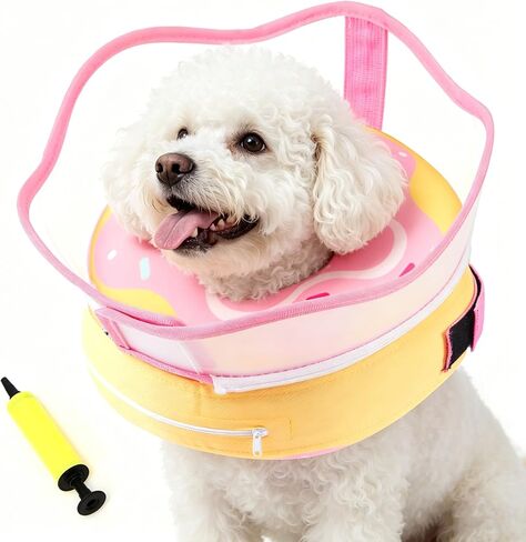Dog Donut Collar, Inflatable Dog Cone Collar for Dogs to Stop Licking (Light Pink, M) in Kuwait