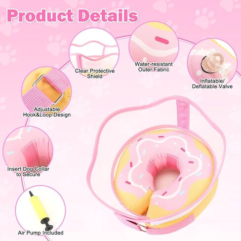 Dog Donut Collar, Inflatable Dog Cone Collar for Dogs to Stop Licking (Light Pink, M) in Kuwait