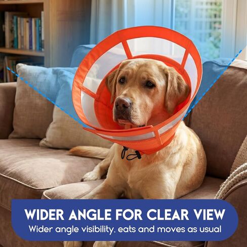 ASENKU Dog Cone Collar, Protective Recovery Dog Collar After Surgery, Comfy Adjustable Cone for Dogs to Stop Licking, Pet E-Collar for Small, Medium & Large Dogs(Orange, M) in Kuwait