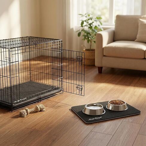 Magic Carpet™ Kennel Liner & Pet Feeding Mat (2-Pack) | Patented Absorbent Wicking Technology | Washable, Reusable, Eco-Friendly, Made in USA | Low-Profile Comfort | 10.75" x 19.25" Each in Kuwait