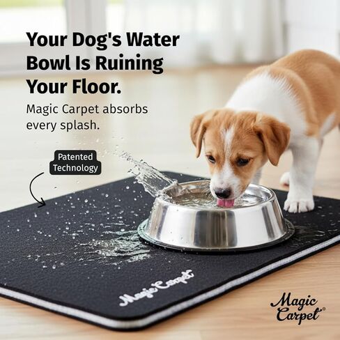 Magic Carpet™ Kennel Liner & Pet Feeding Mat (2-Pack) | Patented Absorbent Wicking Technology | Washable, Reusable, Eco-Friendly, Made in USA | Low-Profile Comfort | 10.75" x 19.25" Each in Kuwait