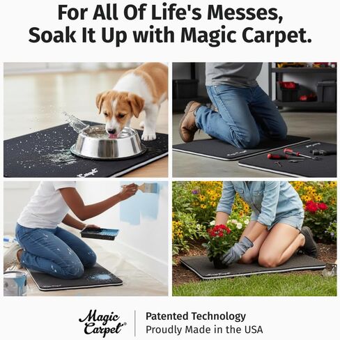 Magic Carpet™ Kennel Liner & Pet Feeding Mat (2-Pack) | Patented Absorbent Wicking Technology | Washable, Reusable, Eco-Friendly, Made in USA | Low-Profile Comfort | 10.75" x 19.25" Each in Kuwait