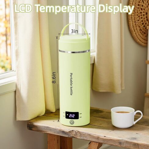 Travel Electric Kettle, Portable Small Mini Coffee Kettle with 4 Temperature Settings, 400ml Small Hot Water Boiler with Auto Shut-Off & Boil-Dry Protection, Compact for Travel, Office, Home Use in Kuwait