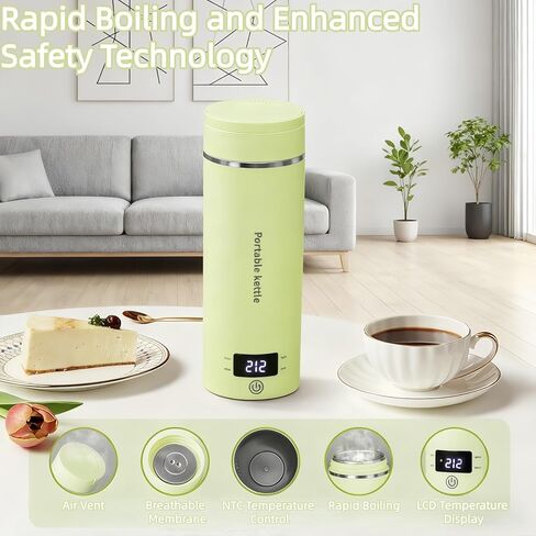 Travel Electric Kettle, Portable Small Mini Coffee Kettle with 4 Temperature Settings, 400ml Small Hot Water Boiler with Auto Shut-Off & Boil-Dry Protection, Compact for Travel, Office, Home Use in Kuwait
