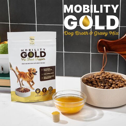 Mobility Gold Dog Broth Powder - Hip & Joint Superfood – Dry Dog Food Gravy Topper or Liquid Broth – Beef Liver, Glucosamine, Chondroitin and Natural Ingredients – 30 Scoop Pack in Kuwait