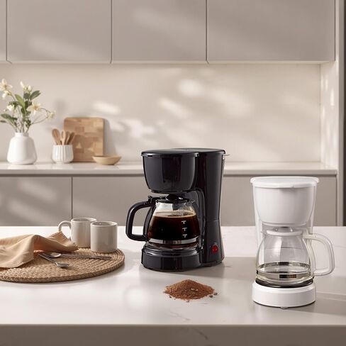 White 5-cup drip coffee maker. Compact coffee brewer for home kitchens and small spaces. in Kuwait