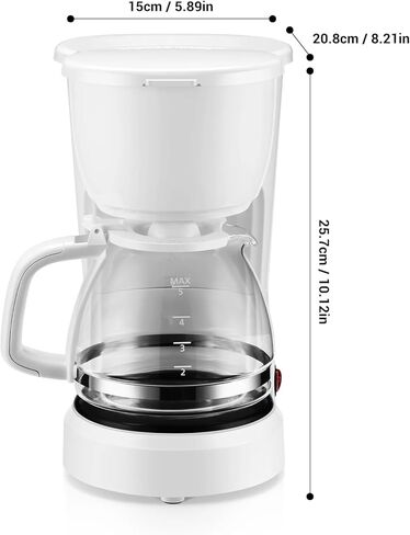 White 5-cup drip coffee maker. Compact coffee brewer for home kitchens and small spaces. in Kuwait