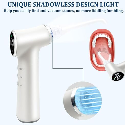 Tonsil Stone Vacuum Removal Kit with LED Light - Electronic Tonsil Stone Remover Tool with 6 Levels Suction, Shadowless Light, 5 Silicone Nozzles, Tweezers, Tough Plate, Swabs, 5X Magnifying Mirror in Saudi Arabia