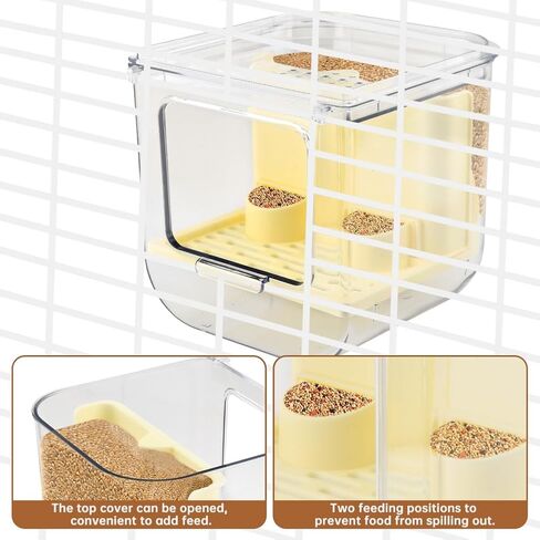 Automatic Bird Feeder No Mess Bird Cage Pet Feeder Multifunctional Parrot Feeders Transparent Food Container for Canaries (Color:Clear) in Kuwait
