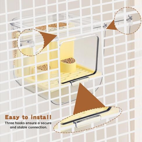 Automatic Bird Feeder No Mess Bird Cage Pet Feeder Multifunctional Parrot Feeders Transparent Food Container for Canaries (Color:Clear) in Kuwait