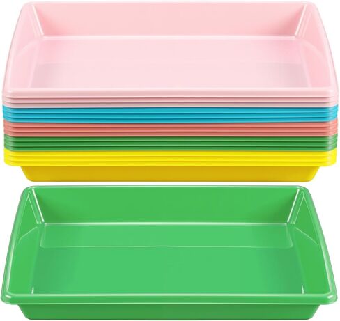 Maitys 15 Pcs Activity Plastic Art Trays 14.57 x 10.63 x 1.77 Inch Large Crafts Organizer Serving Storage Tray for Kids School Classroom DIY Project Painting Home Organizing Supply(Clear) in Kuwait