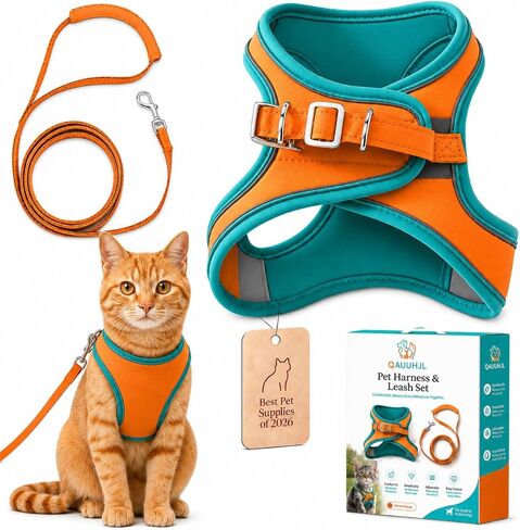حزام ومقود للقطط مقاوم للهروب من مجموعة أطواق على شكل سترة Correa para Gatos للمشي والسفر خطوة صغيرة وهريرة في الهواء الطلق بالكامل البنغال أفضل فيلكرو للكبار دائمًا على الحيوانات الأليفة لا مفر منه 2026 in Kuwait