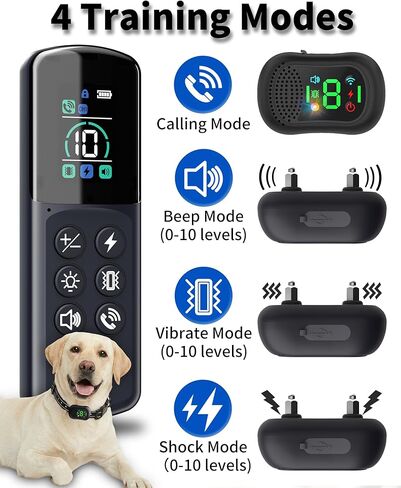 Shock Collar for Dogs, 4900FT Dog Training Collar with Remote, IP67 Waterproof Rechargeable E Collar for Dogs, 4 Training Modes, Voice Call, for Small Medium Large Dog(10-120Lbs) in Kuwait