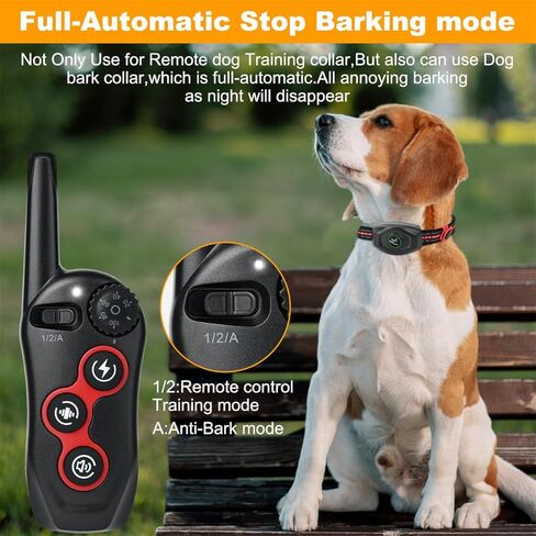 2 in 1 Dog Shock Collar - Bark Collar with Remote, w/3 Remote Training Modes, Beep, Vibration 1300Ft Dog Training Collar for for Small Medium Large Dogs (Red) in Kuwait