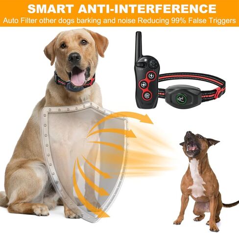 2 in 1 Dog Shock Collar - Bark Collar with Remote, w/3 Remote Training Modes, Beep, Vibration 1300Ft Dog Training Collar for for Small Medium Large Dogs (Red) in Kuwait
