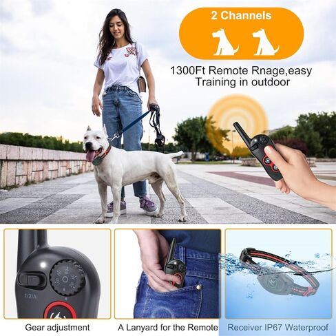 2 in 1 Dog Shock Collar - Bark Collar with Remote, w/3 Remote Training Modes, Beep, Vibration 1300Ft Dog Training Collar for for Small Medium Large Dogs (Red) in Kuwait