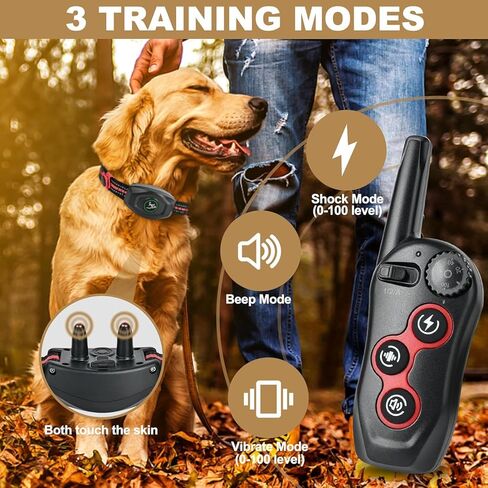 2 in 1 Dog Shock Collar - Bark Collar with Remote, w/3 Remote Training Modes, Beep, Vibration 1300Ft Dog Training Collar for for Small Medium Large Dogs (Red) in Kuwait