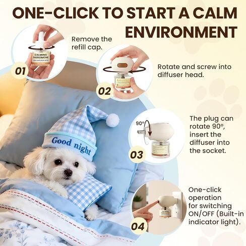 Dog Pheromones Calming Diffuser to Calm Dogs 11 IN 1 Kit (3 Diffusers+5 Refills+3 Collars) Pheromone Plug In for Stress Barking Pee Accidents Chewing Aggression Separation Anxiety Relief(Odorless) in Kuwait
