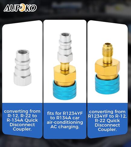 Aupoko R1234YF to R134A Hose Adapter, R12 to R134A Low Side Quick Coupler Fitting Connector for Car Air-Conditioning AC Charging in Saudi Arabia