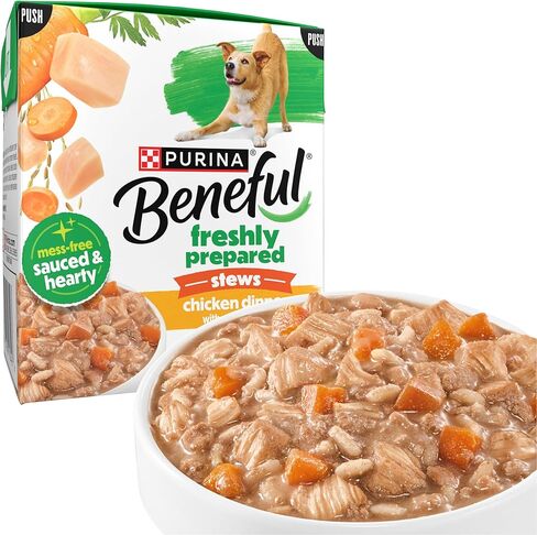 Purina Beneful Freshly Prepared Stews Wet Dog Food Variety Pack with Chicken Dinner or Turkey Dinner - 9.5 oz Carton (Pack of 6) in Kuwait