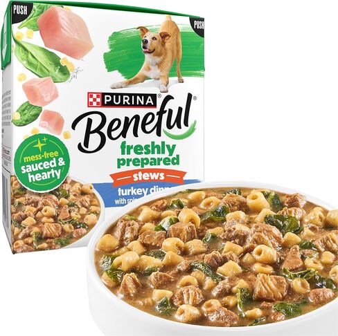Purina Beneful Freshly Prepared Stews Wet Dog Food Variety Pack with Chicken Dinner or Turkey Dinner - 9.5 oz Carton (Pack of 6) in Kuwait