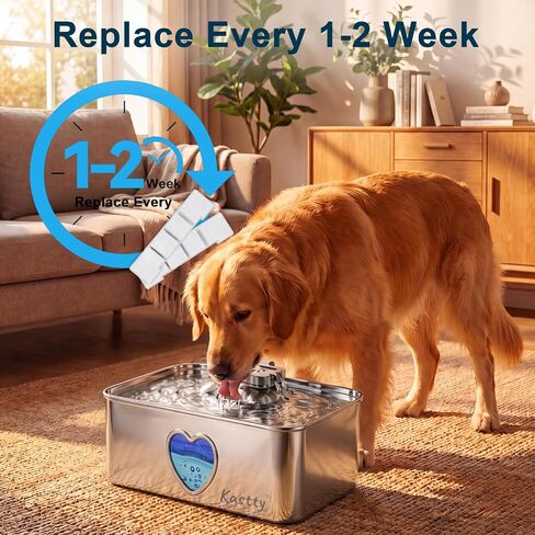 Kastty 15L Dog Water Fountain Filters, 8 Set Replacement Filters for FS80/FS81 Stainless Steel Pet Water Fountain, 5-Stage Filtration, Activated Carbon & PP Cotton, for Large Dog, Multi-Pet Home, L05 in Kuwait