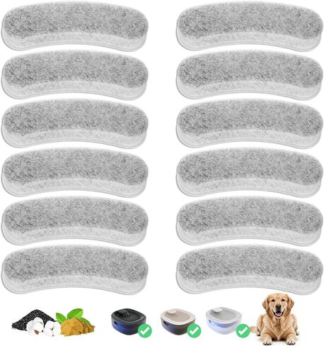 12 Pack Replacement Filters Compatible with WOPET 6L Dog Water Fountain for Dogs and Cats, White, Cotton, Round, Multilayer Filtration in Kuwait